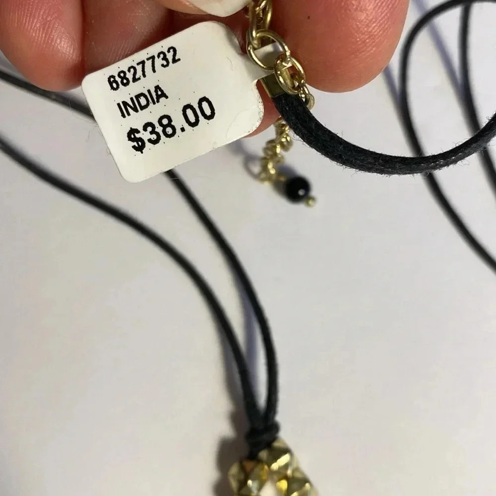 NEW Fair Trade Beaded Fan Statement Large Necklace Rope Gold Black Turquoise - Picture 5 of 12